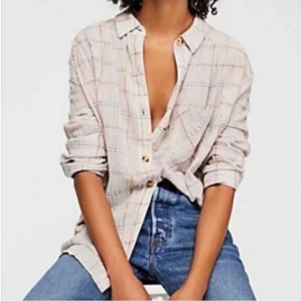 Free People Break My Stride Metallic Plaid Shirt
Medium